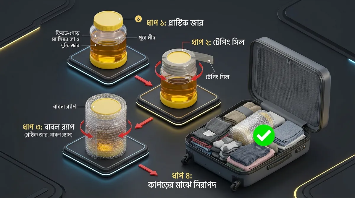 Infographic 02: 4-step scientific leak-proof packing method for ghee and honey