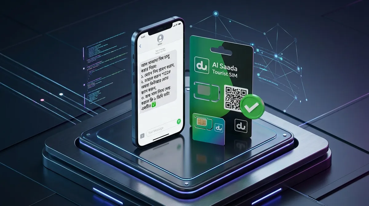 Infographic 02: du AL SAADA SIM activation via USSD and QR scan