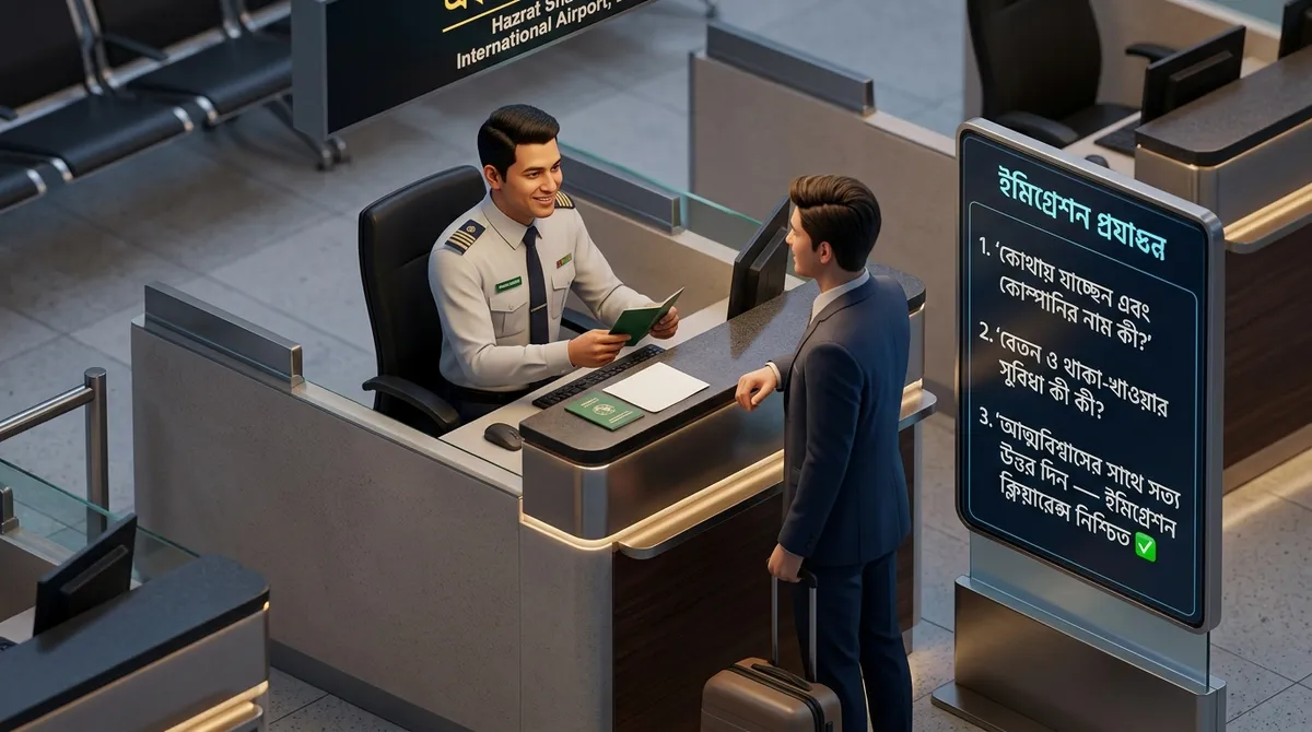 Infographic 03: Confident body language and communication at immigration desk