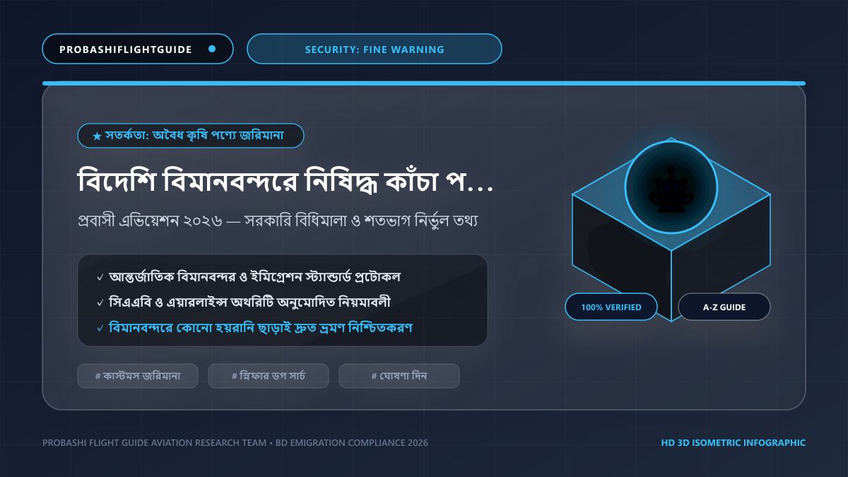 বিদেশি বিমানবন্দরে নিষিদ্ধ কাঁচা পণ্য লুকানোর আইনি জরিমানা