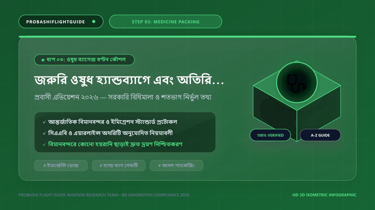 জরুরি ওষুধ হ্যান্ডব্যাগে এবং অতিরিক্ত ওষুধ মেইন লাগেজে বণ্টন