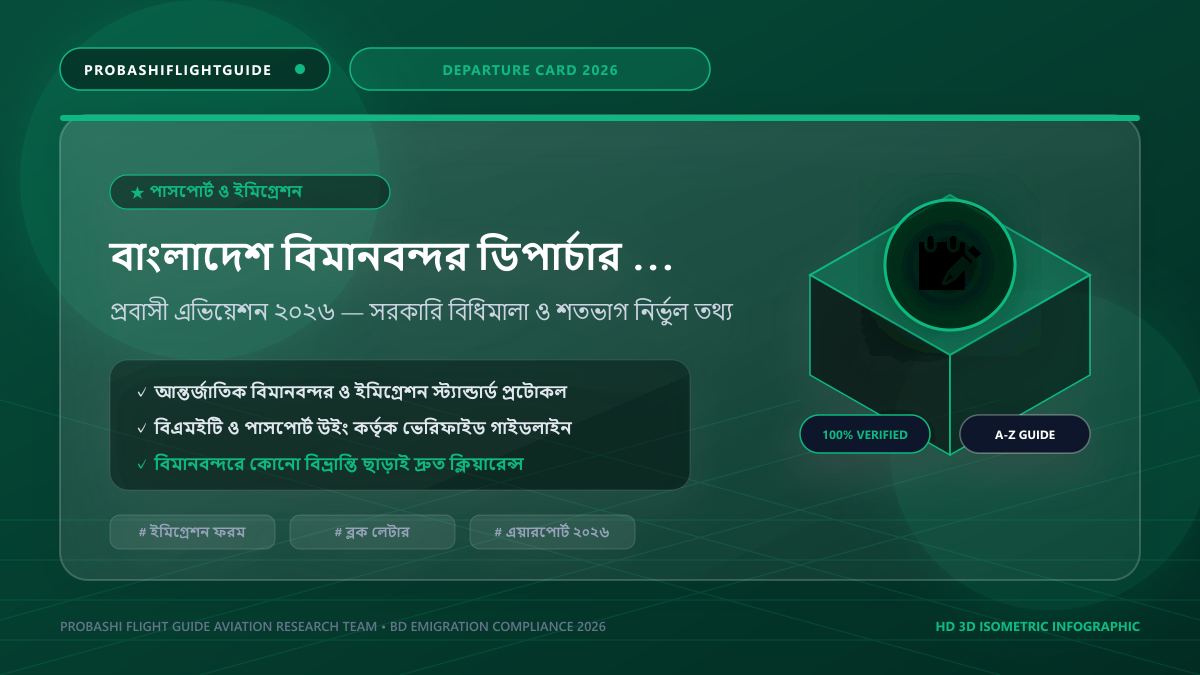 বাংলাদেশ বিমানবন্দর ইমিগ্রেশন ডিপার্চার কার্ড ও বহির্গমন ফরম ২০২৬