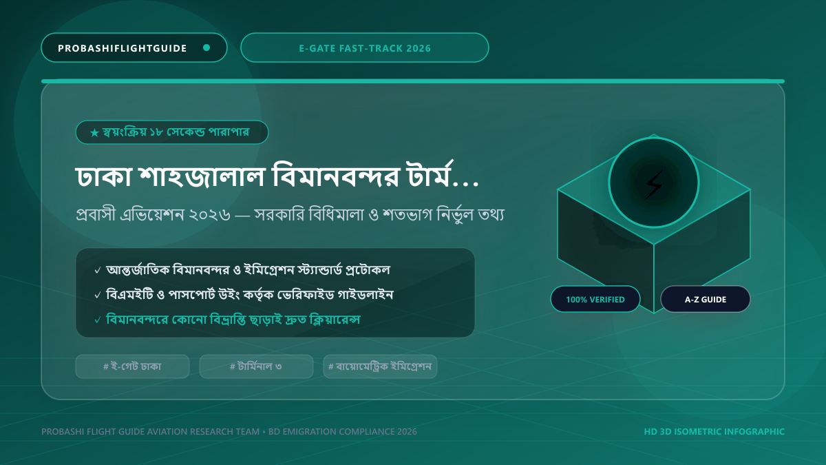 ঢাকা শাহজালাল বিমানবন্দর টার্মিনাল ৩ ই-গেট ইমিগ্রেশন পদ্ধতি