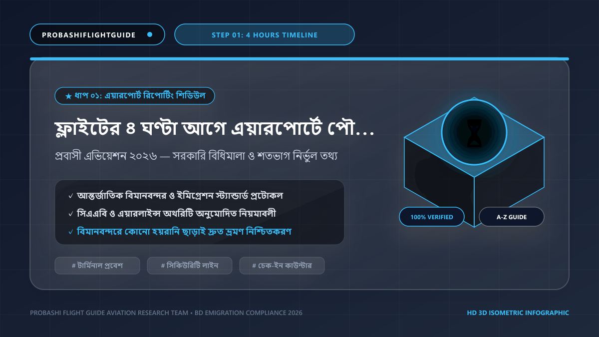 ফ্লাইটের ৪ ঘণ্টা আগে এয়ারপোর্টে পৌঁছানোর টাইমলাইন চার্ট