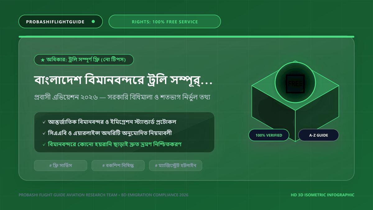 বাংলাদেশ বিমানবন্দরে ট্রলি সম্পূর্ণ ফ্রি — কোনো বকশিশ বা টাকা দেবেন না