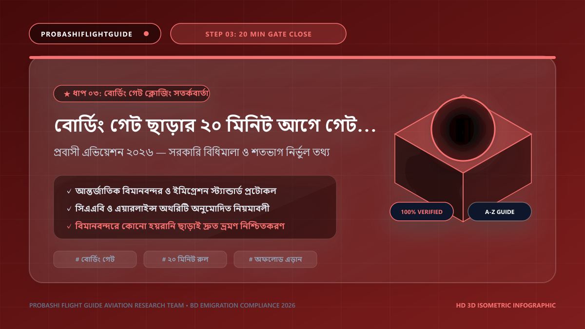 বোর্ডিং গেট ছাড়ার ২০ মিনিট আগে গেট বন্ধের আন্তর্জাতিক নিয়ম