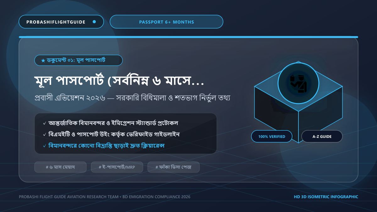 মূল পাসপোর্ট সর্বনিম্ন ৬ মাসের মেয়াদ