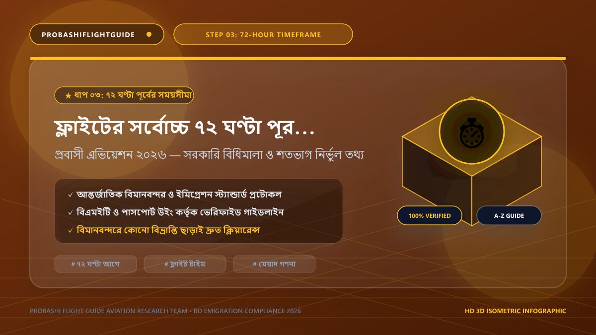 ফ্লাইটের ৭২ ঘণ্টা পূর্বের সময়সীমা নিয়ম