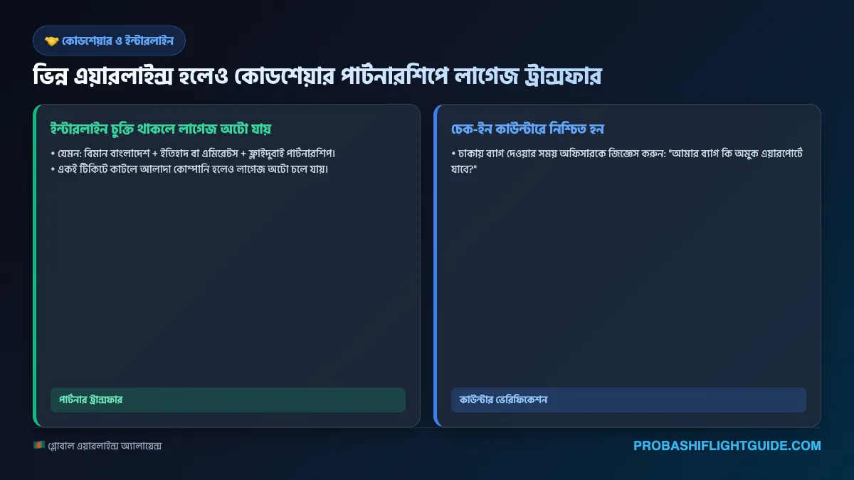 ইনফোগ্রাফিক ০৪: ইন্টারলাইন ও কোডশেয়ার লাগেজ শিফটিং সিস্টেম