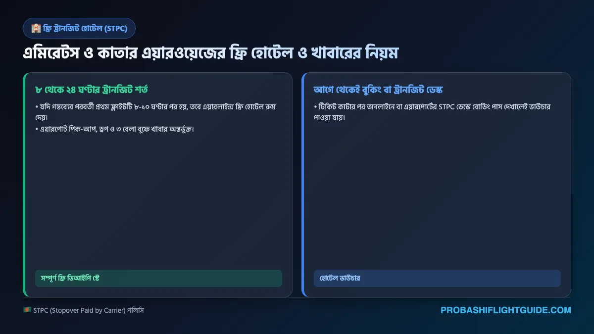 ইনফোগ্রাফিক ০২: এমিরেটস ও কাতার এয়ারওয়েজ ফ্রি এসটিপিসি হোটেল বুকিং প্রসেস