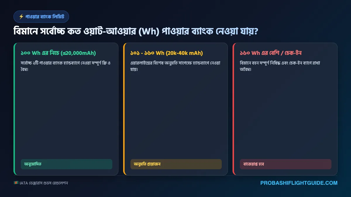 ইনফোগ্রাফিক ০৫: পাওয়ার ব্যাংক mAh থেকে Wh হিসাব ও আন্তর্জাতিক বিমান লিমিট