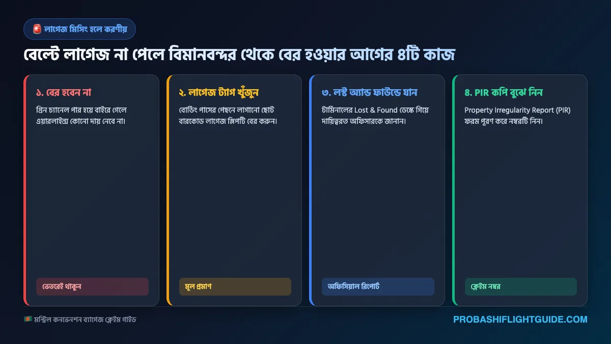 ইনফোগ্রাফিক ০১: লাগেজ মিসিং হলে তাৎক্ষণিক ৩০ মিনিটের অ্যাকশন ফ্লোচার্ট