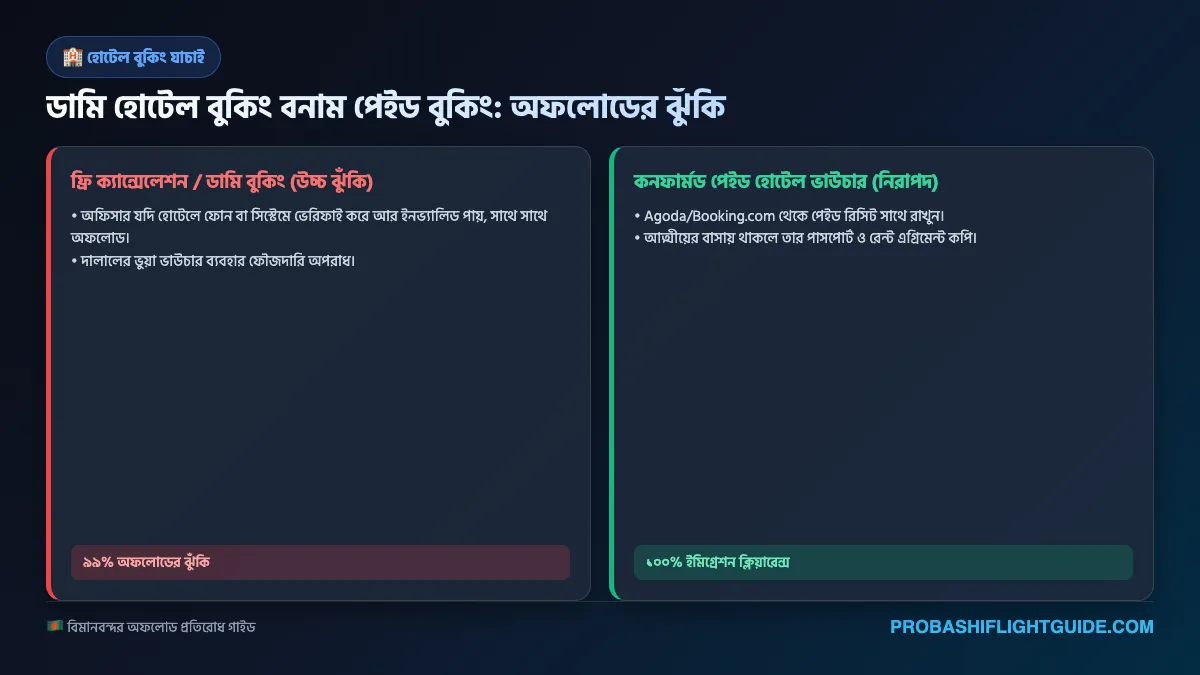 ইনফোগ্রাফিক ০২: ডামি বুকিং বনাম আসল হোটেল ভাউচারের আইনি পার্থক্য