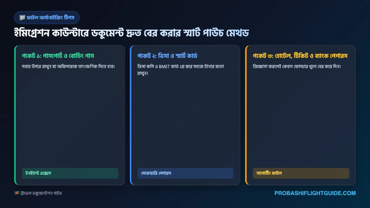 ইনফোগ্রাফিক ০৪: ট্রাভেল পাউচে ডকুমেন্ট সাজানোর স্মার্ট পদ্ধতি