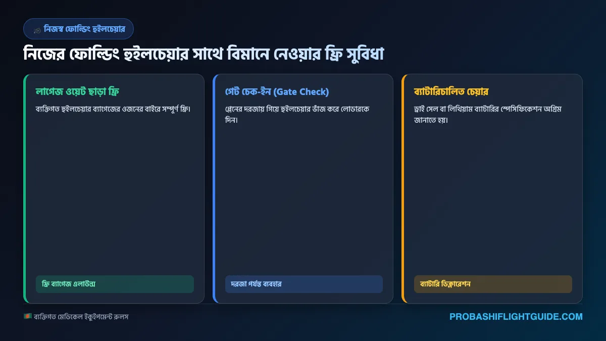 ইনফোগ্রাফিক ০৪: নিজস্ব ফোল্ডিং হুইলচেয়ার ফ্রি গেট-চেক ও ব্যাগেজ নিয়ম